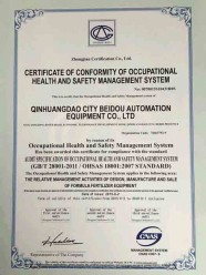 Сертификат о системе менеджмента безопасности и здравоохранения